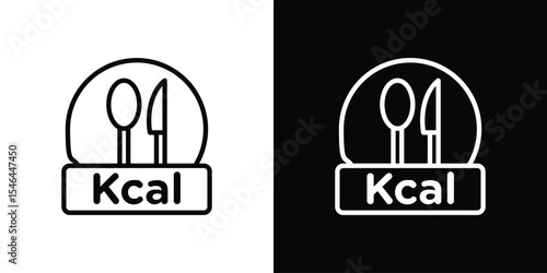 Kcal icon in black. flat graphic vector icon