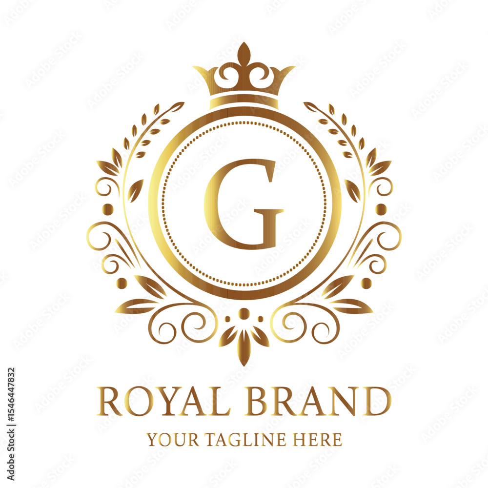 Fototapeta premium Company vector logo design G with gold star symbol for business celebration