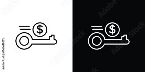 Key revenue icon in black. flat graphic vector icon
