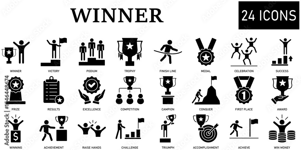 Naklejka premium Set of winner Icons or symbols Vector fully editable file.