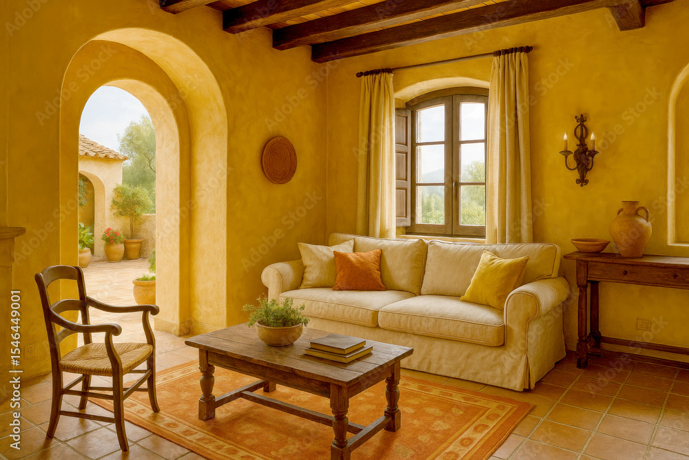 Cozy Interior of a Rustic Living Room Showcasing Warm Tones and Inviting Decor With a View of the Outdoor Patio in a Sunny Setting Cozy Interior of a Rustic Living Room Showcasing Warm Tones and Inviting Decor With a View of the Outdoor Patio in a Sunny Setting
