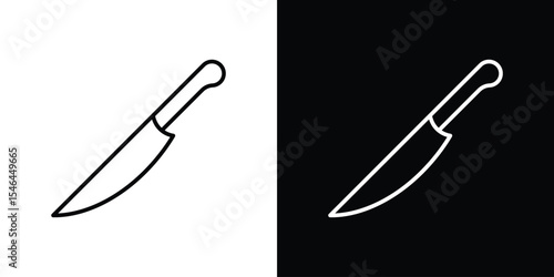 Kitchen knife icon in black. flat graphic vector icon
