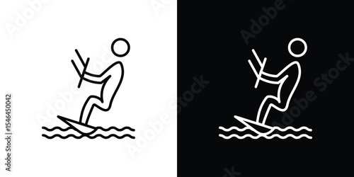 Kitesurf sign icon in black. flat graphic vector icon