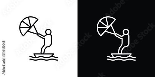 Kitesurf sign icon in black. flat graphic vector icon