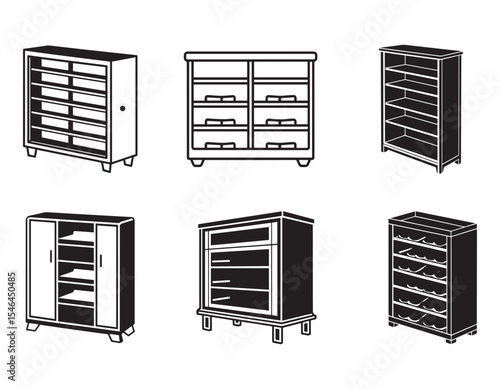 shoe rack cabinet icon line art  vector illustration