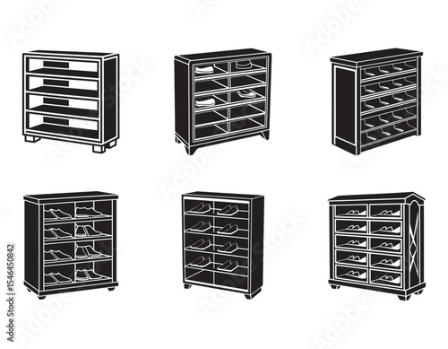 shoe rack cabinet icon silhouette vector illustration