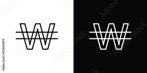 Korean won icon in black. flat graphic vector icon