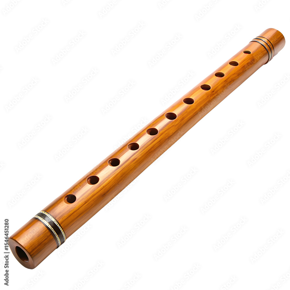 Naklejka premium Indian bamboo flute on transparent background