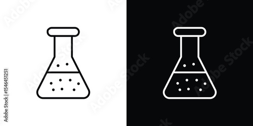 Lab flask icon in black. flat graphic vector icon