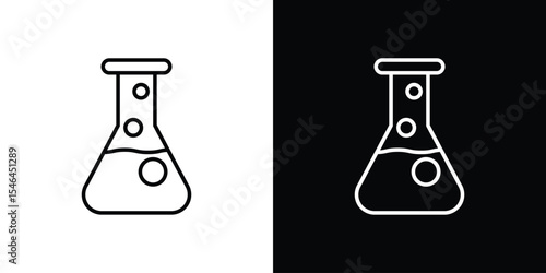 Lab flask icon in black. flat graphic vector icon
