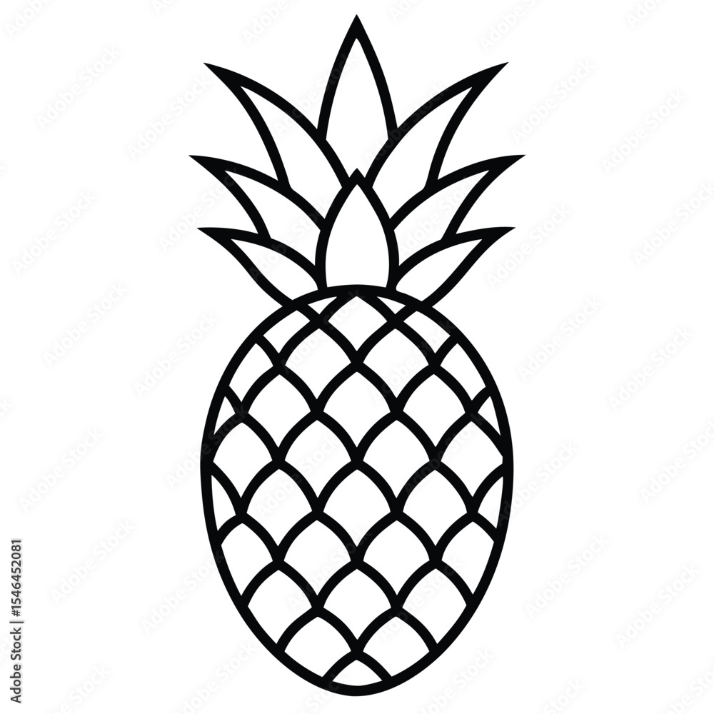 Obraz premium Simple line art drawing of a pineapple fruit