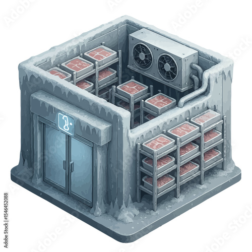 A refrigerated storage unit for preserving meat.
