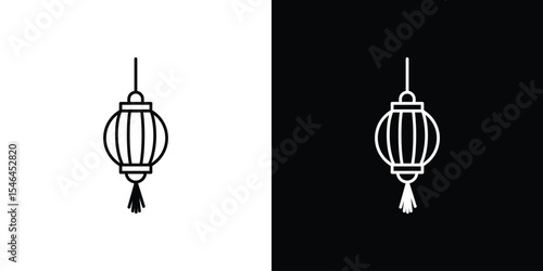 Lantern icon in black. flat graphic vector icon