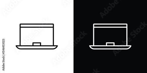 Laptop icon in black. flat graphic vector icon