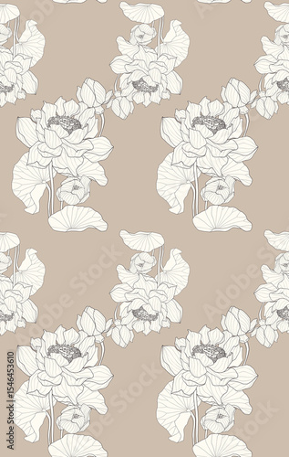 Wallpaper Mural A seamless pattern featuring delicate lotuses in a pastel background. This minimal and airy design offers a subtle elegance, perfect for stationery, packaging, textiles, and soft backgrounds Torontodigital.ca