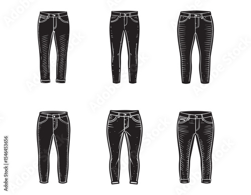 skinny jeans sketch icon silhouette vector illustration