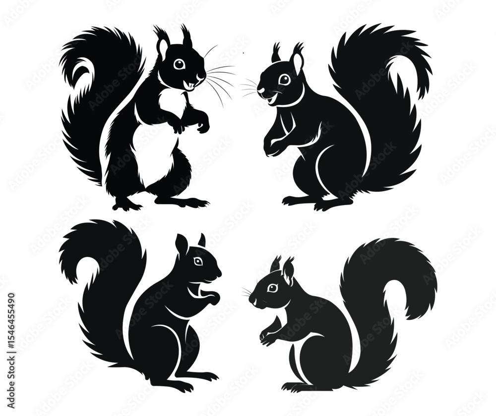 Obraz premium Squirrel Silhouette Set