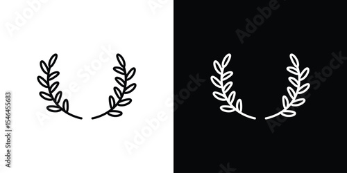 Laurel wreath icon in black. flat graphic vector icon