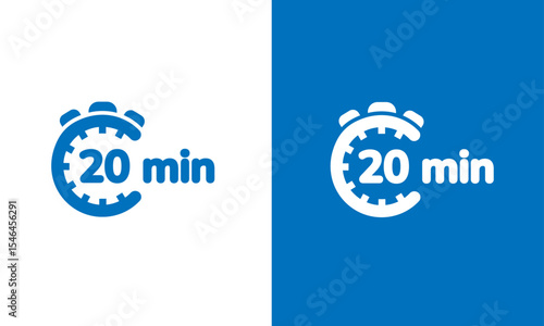 20 Minutes Timer Icon, Stopwatch Logo Design