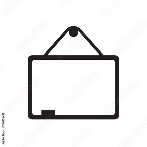 Hanging white board flat icon. Blackboard with hanging strap, for tutorials or cafe signage use.