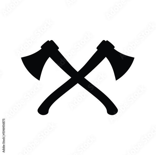 Crossed Axes Icon Black Silhouette Illustration