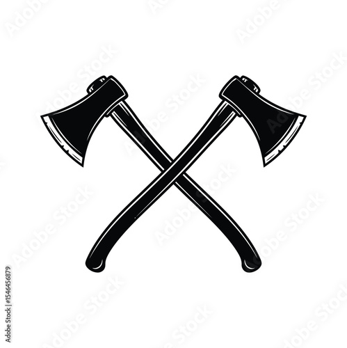 Crossed Axes Vintage Black and White Illustration