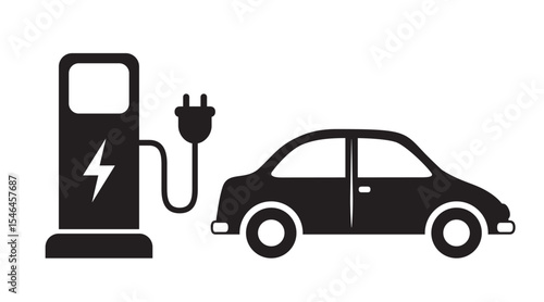 charging station for hybrid and electric vehicles isolated vector illustration