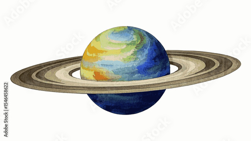 Orb’s Halo planet with rings isolated watercolor vector illustration svg
