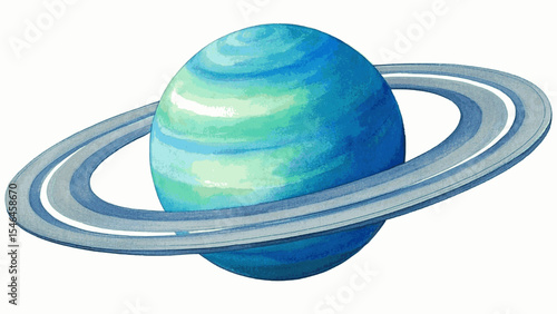 Luminous Drift planet with rings isolated watercolor vector illustration svg