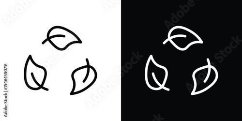 Leaves eco recycle icon in black. flat graphic vector icon