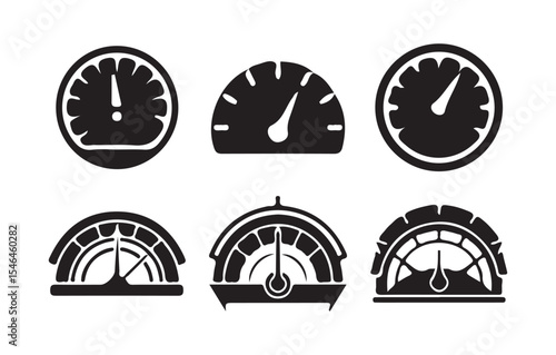 Set of Speedometer and Gauge Icon set. Vector Dashboard Indicators and Meters. Victor illustration eps 10