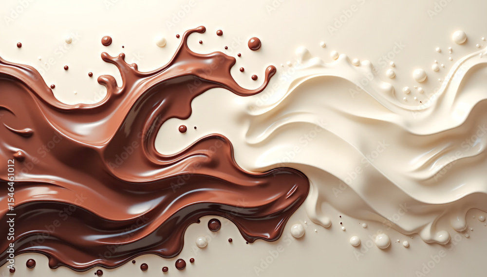 waves of liquid dark chocolate with milk, abstract background waves of liquid dark chocolate with milk, abstract background
