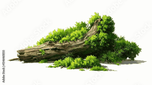 Moss Mantle Green moss log isolated watercolor vector illustration svg