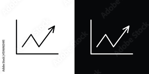 Line chart icon in black. flat graphic vector icon