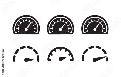 Set of Speedometer and Gauge Icon set. Vector Dashboard Indicators and Meters. Victor illustration eps 10