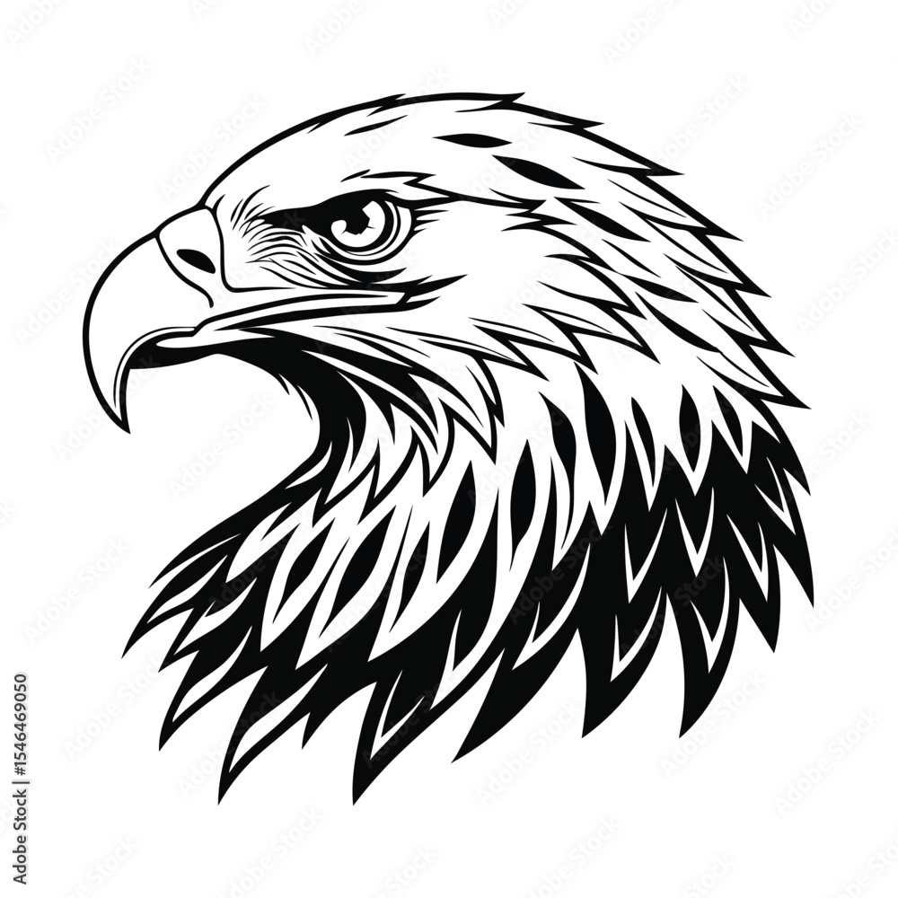 Obraz premium Stylized Eagle Head Silhouette Vector Illustration