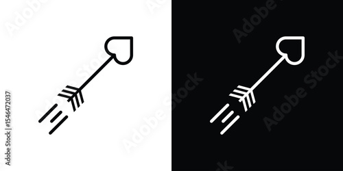 Love arrow icon in black. flat graphic vector icon