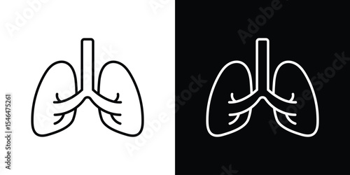 Lungs icon in black. flat graphic vector icon