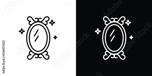 Magic mirror icon in black. flat graphic vector icon