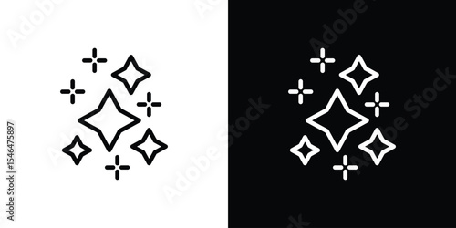 Magic stars icon in black. flat graphic vector icon