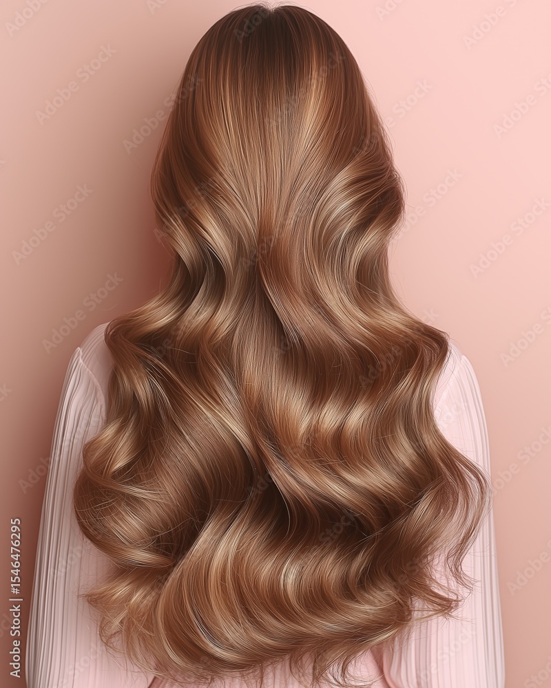Fototapeta premium Luxurious Long Brown Wavy Hair Style Beauty Salon