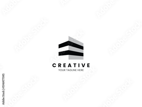 Letter E 3D building logo for your brand