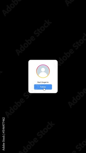 Social Media Follow Button Animation – Vertical Video with Transparent Background (Alpha Channel Only on 4K)