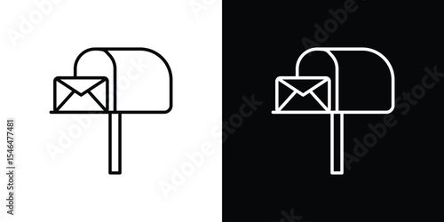 Mailbox icon in black. flat graphic vector icon
