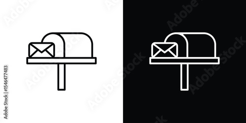 Mailbox icon in black. flat graphic vector icon