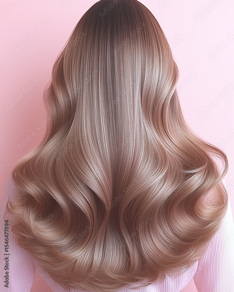 Fototapeta premium Stunning Long Brown Hair Waves Style Beauty