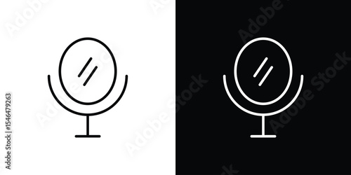 Makeup mirror icon in black. flat graphic vector icon