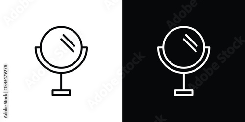 Makeup mirror icon in black. flat graphic vector icon