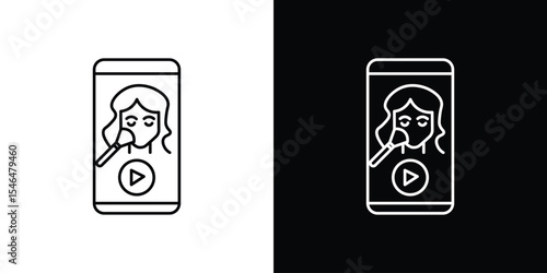 Makeup tutorial video icon in black. flat graphic vector icon