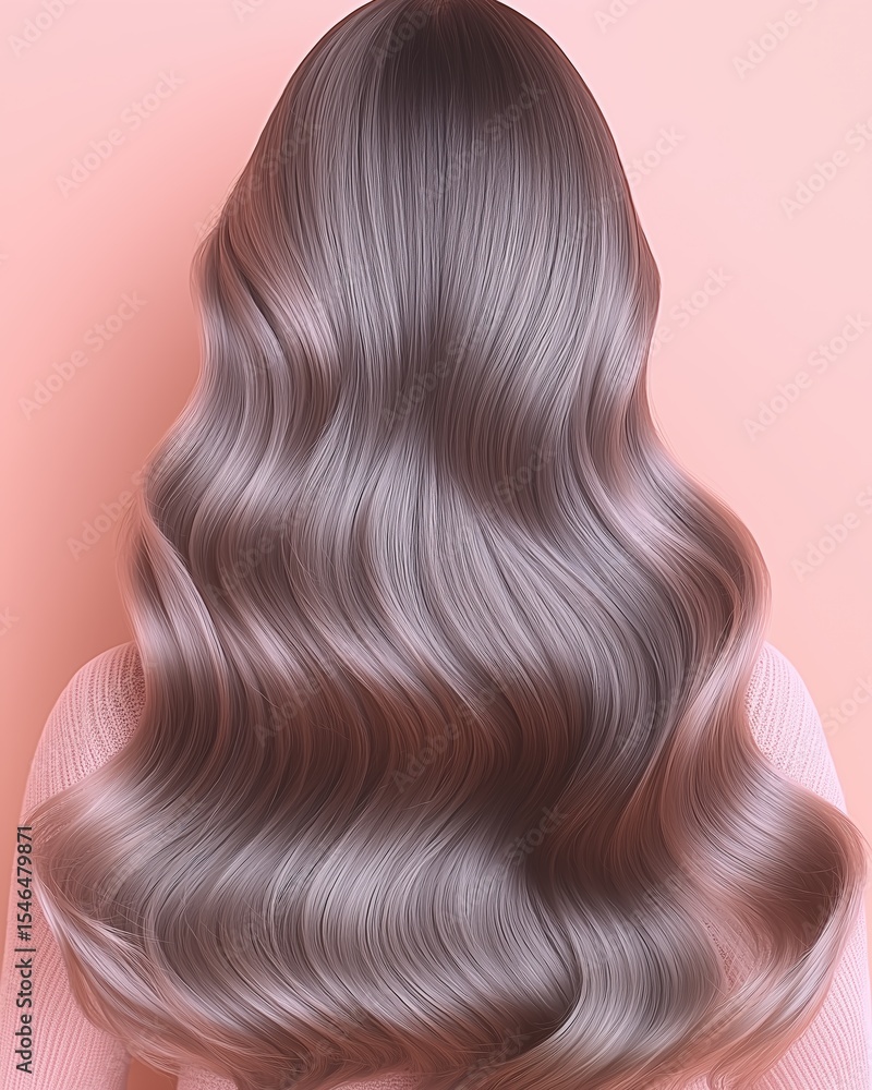 Fototapeta premium Luxurious Long Wavy Hair Cascading Down Back